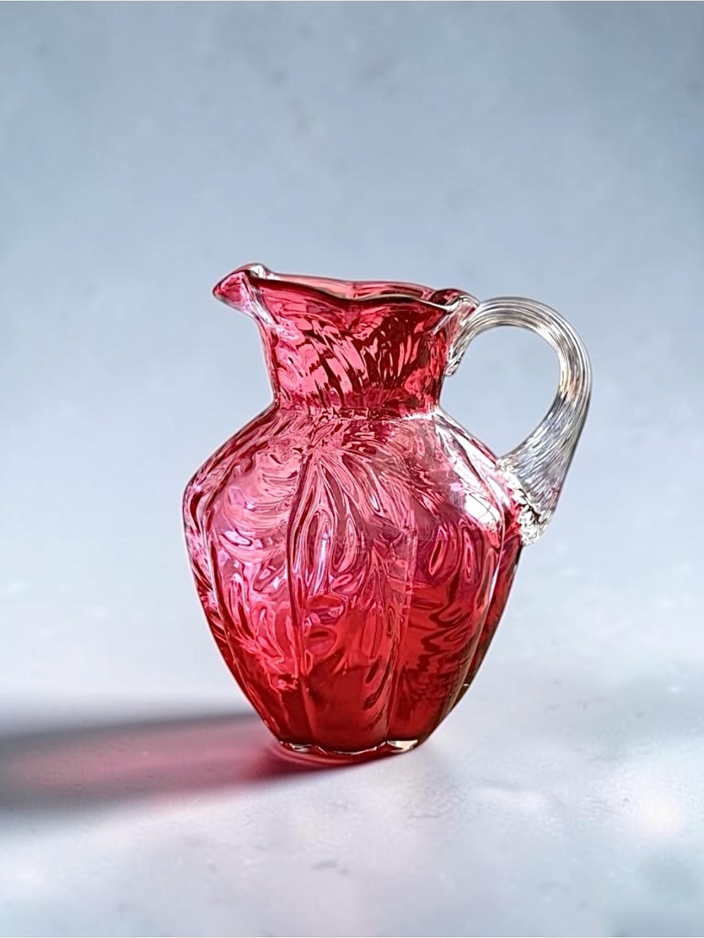 Vintage Fenton Cranberry Glass Pitcher Vase